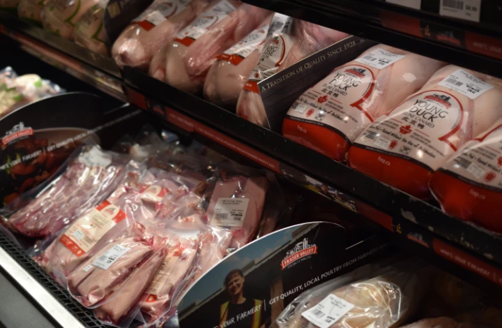 Fresh and specialty poultry on display at the FVSP farm store in Yarrow