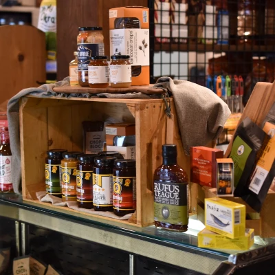 Local goods on the shelves inside The Farm Store