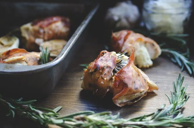 Goat Cheese Stuffed Rosemary Chicken Wrapped in Prosciutto