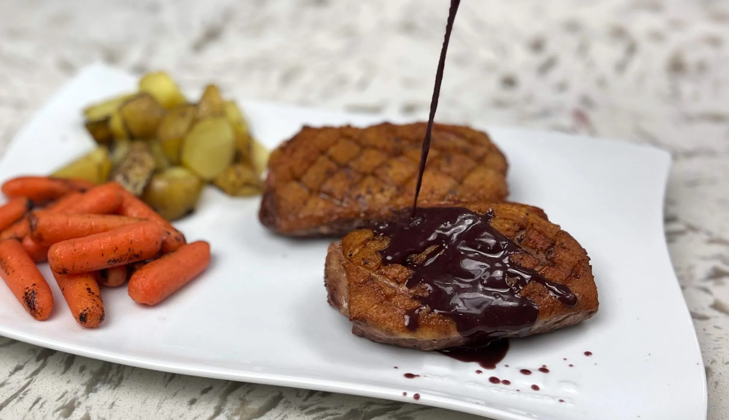 Pan Roasted Duck Breast with Red Wine Reduction