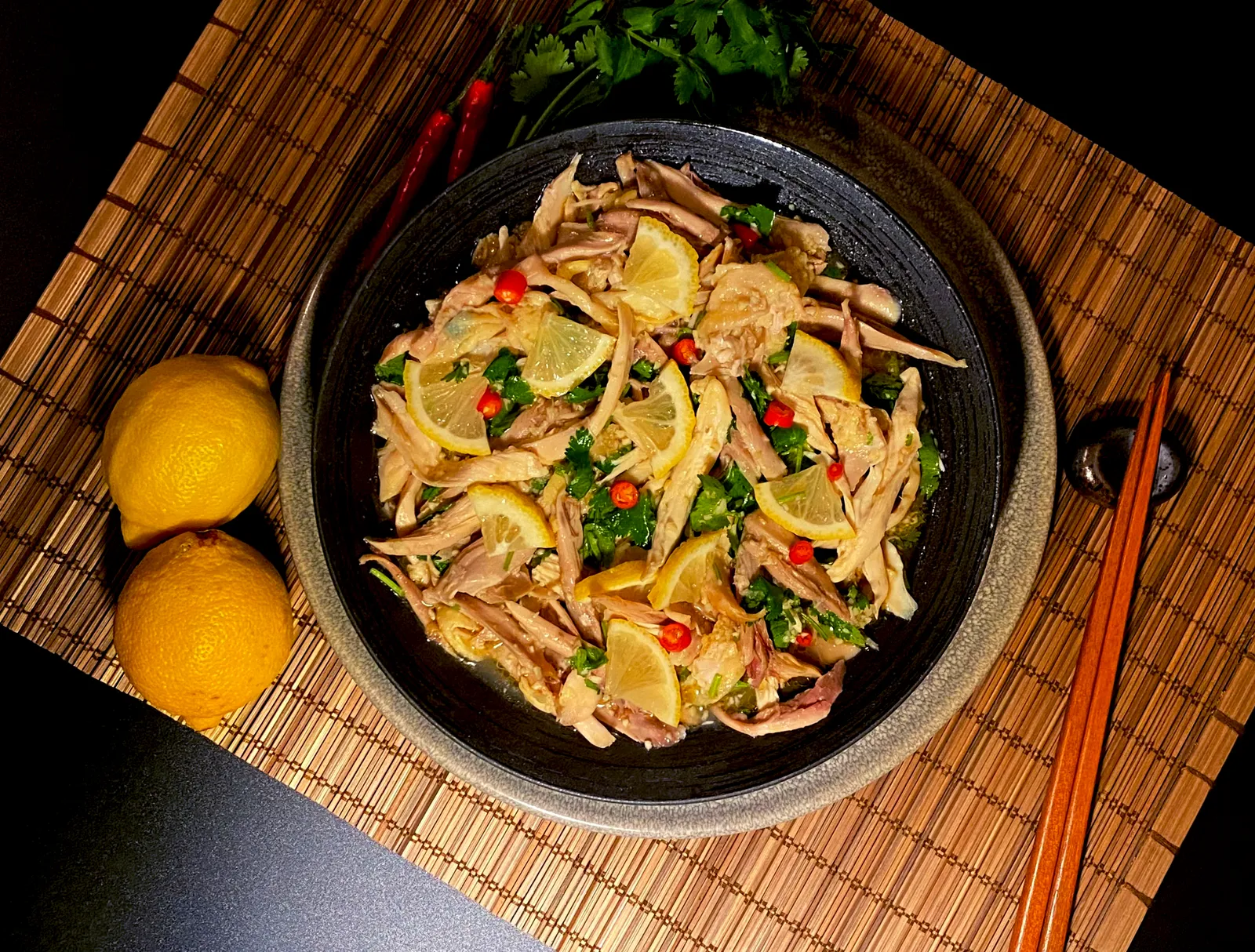 Sweet, Sour & Spicy Asian Chicken Salad with Lemon